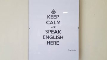 Keep Calm and Speak English Here!